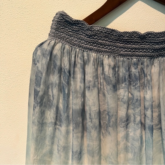 Soft Surroundings Watercolor Blue Green Midi Skirt Pullon Size Large Ombré - Picture 2 of 9